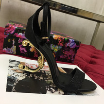 Summer Sexy Lady Fashion Casual Designer Women Sandals Black Glitter Strappy Hig - £186.75 GBP