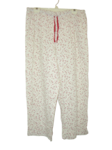 Chaps Womens XL Pajama Pants 100% Cotton Ivory Green Red Rose Floral - $15.84