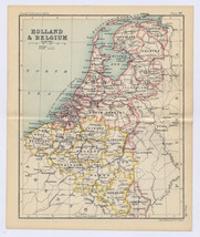 1912 Antique Map Of Holland Netherlands Belgium / Verso Amsterdam Vicinity - £18.19 GBP