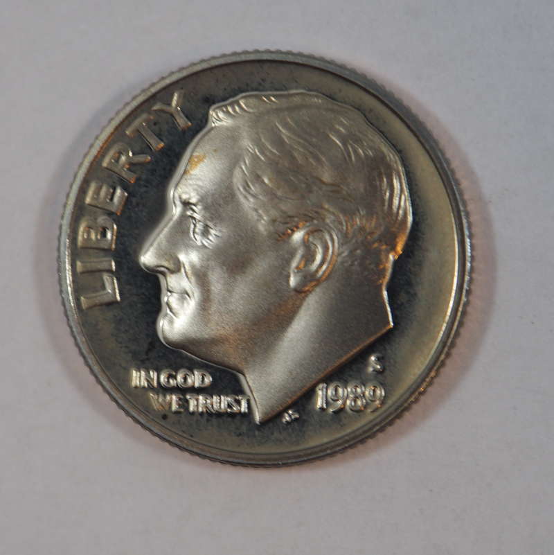 1989 S Roosevelt Clad Dime Proof GEM US Coin Proof (PF) - SKU 63USDMCL - $3.45