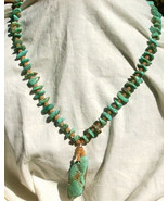 Necklace made with Turquoise Nuggets, large Turquoise Free-form as cente... - $95.00