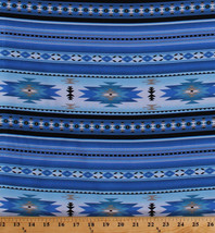 Cotton Southwestern Tucson Aztec Blue Stripes Striped Fabric Print BTY D471.40 - £23.58 GBP