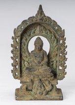 Antique Indonesian Style Bronze Javanese Amitabha Buddha Statue - 13.5cm/5&quot; - £813.43 GBP