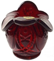 1980s Westmoreland Ruby Red Amberina Glass Buzz Star 4.5&quot;t Lipped Rim Vase - £38.27 GBP