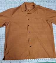 Eddie Bauer Sport Men&#39;s XL Shirt Orange Short Sleeve Button Zip Pocket V... - £8.50 GBP