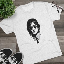 John lennon black and white portrait tee tri blend crew neck unisex music beatles thumb200