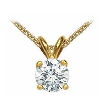  1 Carat Round Cut Solitaire Pendant Necklace And Chain in Solid 14K Real Gold - £206.23 GBP