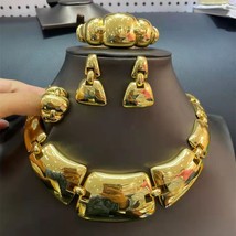 Dubai Jewelry Set Weddings Design Large Necklace and Earrings Bracelets Ring 4PC - £80.64 GBP