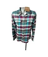 Patagonia Fjord Plaid Shirt Womans Size 8 Flannel Cream White Blue Gray New - $83.10