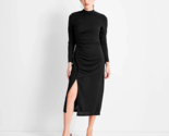 Future Collective Women&#39;s Long Sleeve Mock Neck Side Ruched Slit Dress S... - $17.22