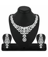 Jewellery Zinc Silver Plating Crystal Studded Silver Coloured Necklaces Set - £14.54 GBP
