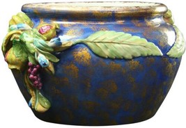 Italian Majolica Ceramic Bowl, Blue, Fruit and Grapes - $479.00