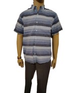 Vintage Old Navy Stripe  Short Sleeve Cotton Shirt Blues/Gray XL/TG - $167.06 MXN