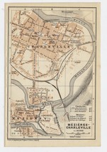 1909 Antique City Map Of CHARLEVILLE-MÉZIÈRES / Ardennes / France - £14.65 GBP
