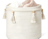 Macrame Decorative Cotton Rope Basket Boho Cute Woven Tassel Closet Stor... - $44.99
