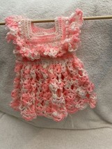 Vintage Pink And White Crocheted Baby Angel Wing Dress - £18.05 GBP