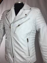 New Handmade White Color Biker Leather Jacket For Men - £127.88 GBP