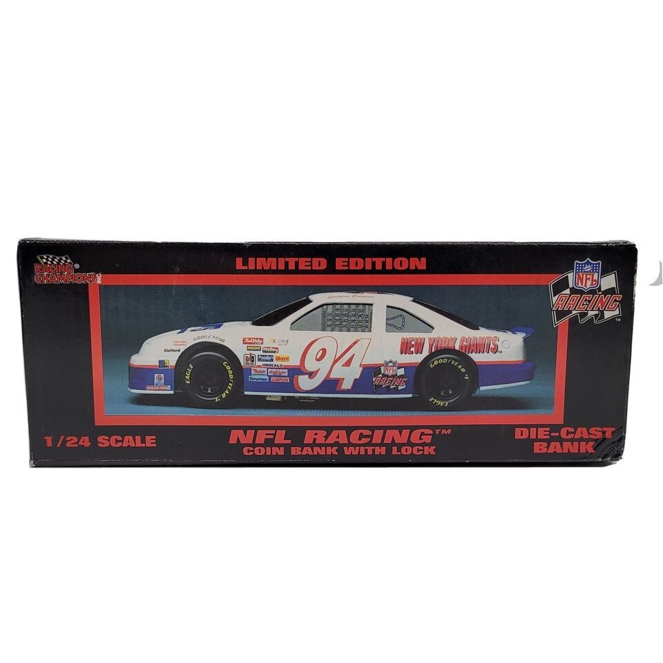 New York Giants Racing Champions NFL Racing 1/24 Die Cast Car Bank In Bo... - $19.39