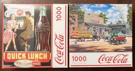 2x Springbok 1000 Piece Coca-Cola Jigsaw Puzzle “All Aboard” And “Quick Lunch” - £19.84 GBP