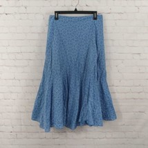 Charter Club Midi Skirt Womens 12P Blue Cotton Floral A-Line Peasant Cot... - $19.98