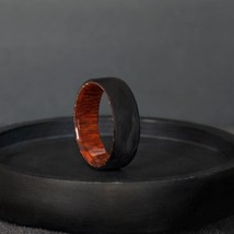 Handmade Snakewood and Forged Carbon Men&#39;s Engagement Ring, Wedding Band - £149.34 GBP