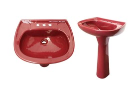 Mexican Talavera Pedestal Sink Handcrafted Ceramic - Rojo Granada - - $11,222.06 MXN