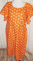 VINTAGE Orange Mod Boho atomic Print lined dress sequin applique Sz L Ha... - $39.55