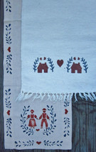 American Folk Art Cotton Canvas and Amish Farmer Stencil Runner Lot of 2 Vintage - £19.13 GBP