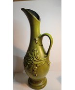 Haeger 8097 Green Floral Pitcher Vase Ceramic 18&quot; Tall - $35.00