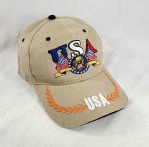 USA America Flags Beige Brown Wool Blend Wheat 3D Embroidered Hat Cap - $9.97