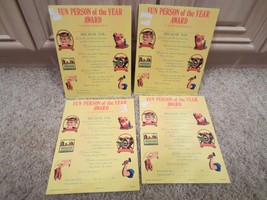 4 VINTAGE FUN PERSON OF THE YEAR AWARD HEAVY CARDBOARD GREETING CARDS GIFTS - £5.44 GBP