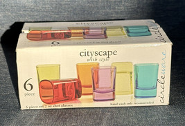 Circleware 6 piece set of 2 oz Multicolor Shot Glasses “Cityscape&quot; New - £11.97 GBP