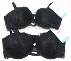 DKNY DK4500 Superior Lace Underwire Balconette Bra Size 32C Black Lot of 2 NWT - £31.13 GBP