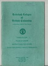 REBEKAH LODGES of BRITISH COLUMBIA Constitution Rules of Order booklet - £7.84 GBP