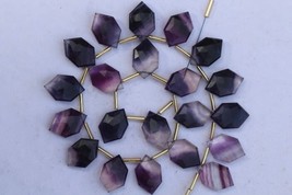 Natural, 20 piece faceted Fluorite gemstone hexagon briolette Beads, 11x17 mm ap - £53.72 GBP