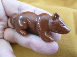 (Y-FOX-700) orange FOX WOLF wild dog gemstone carving Figurine I love sl... - $17.53