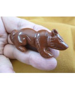 (Y-FOX-700) orange FOX WOLF wild dog gemstone carving Figurine I love sl... - $333.76 MXN