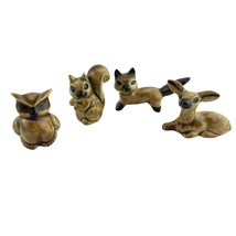 Mini Forest Woodland Creatures Ceramic Deer Squirrel Fox Owl Fairy Garde... - $22.27