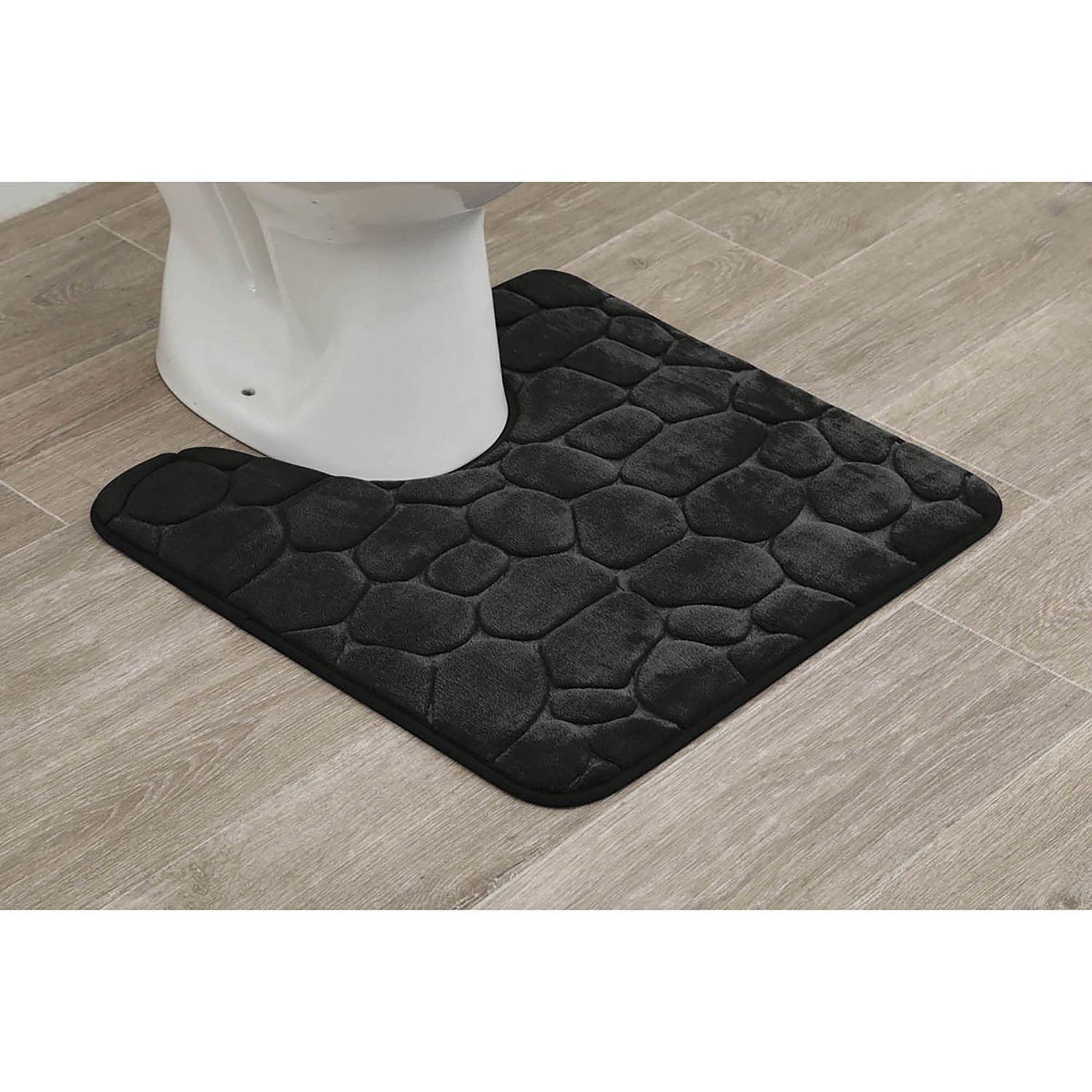 Contour Bath Rug Memory Foam Mat 3D Pebble 20L x 18W Black