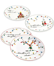 THE CELLAR Holiday Sentiments Salad / Dessert Plates Christmas Set of 4 New - £19.31 GBP