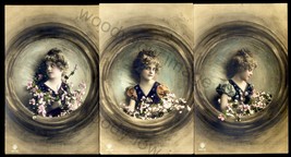 ch013 - Children - Little Lady poses with Flowers c1910 - 3 x postcards - £1.49 GBP