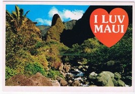 Postcard Iao Valley &amp; Needle I Luv Maui Hawaii - £2.32 GBP