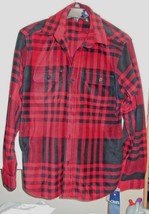 New Chaps Mens Sz M Red Plaid Button Up Shirt Pockets Retails $75 - $18.81