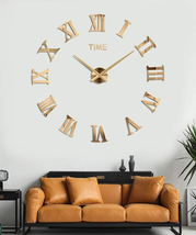 Large DIY Wall Clock Kit, 3D Frameless Wall Clock with Mirror Number Stickers - $30.99