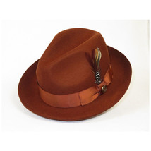 Men Bruno Capelo Fedora Hat Wool 100% Fine Australian Wool Marco MC943 Brandy image 3