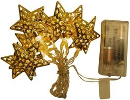 Signature Battery Operated Star Metal Cap LED Light String, Gold - $14.85