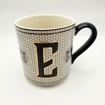 Anthropologie BISTRO TILE MARGOT Letter “E” Monogram 15oz Mug: Black Whi... - $18.00