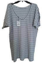 Women&#39;s Grupo Inditex Navy Striped Long Sleeve V-Neck Jersey Knit  L Large NWT  - £6.65 GBP
