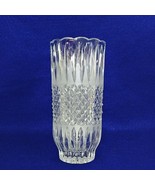 Vase Pressed Glass Diamond Cut Frosted Ridge Pattern Scalloped Rim 8.25&quot;... - €31,00 EUR