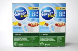 Alka-Seltzer Plus Night Severe Cold and Flu Packets Honey Lemon Zest Flavor 6 ct - £27.86 GBP